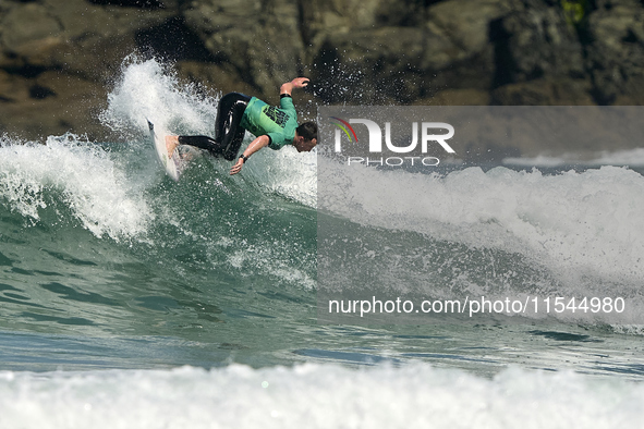 Gearoid McDaid of Ireland surfs on day 1 of the ABANCA Pantin Classic Galicia Pro 2024 in Pantin Beach, La Coruna, Spain. 