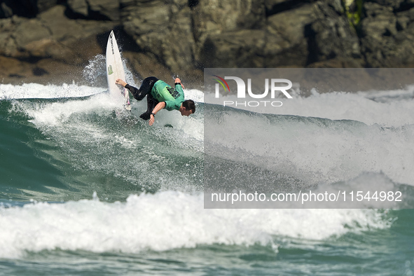 Gearoid McDaid of Ireland surfs on day 1 of the ABANCA Pantin Classic Galicia Pro 2024 in Pantin Beach, La Coruna, Spain. 