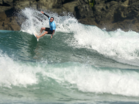 Lenny Morel of France surfs on day 1 of the ABANCA Pantin Classic Galicia Pro 2024 in Pantin Beach, La Coruna, Spain. (