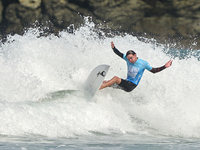 Lenny Morel of France surfs on day 1 of the ABANCA Pantin Classic Galicia Pro 2024 in Pantin Beach, La Coruna, Spain. (