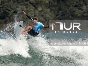 Lenny Morel of France surfs on day 1 of the ABANCA Pantin Classic Galicia Pro 2024 in Pantin Beach, La Coruna, Spain. (