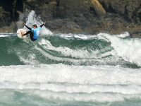 Noah Davis of France surfs on day 1 of the ABANCA Pantin Classic Galicia Pro 2024 in Pantin Beach, La Coruna, Spain. (