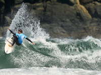 Noah Davis of France surfs on day 1 of the ABANCA Pantin Classic Galicia Pro 2024 in Pantin Beach, La Coruna, Spain. (