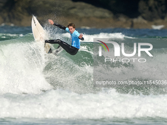 Noah Davis of France surfs on day 1 of the ABANCA Pantin Classic Galicia Pro 2024 in Pantin Beach, La Coruna, Spain. (