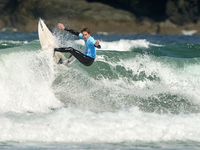 Noah Davis of France surfs on day 1 of the ABANCA Pantin Classic Galicia Pro 2024 in Pantin Beach, La Coruna, Spain. (