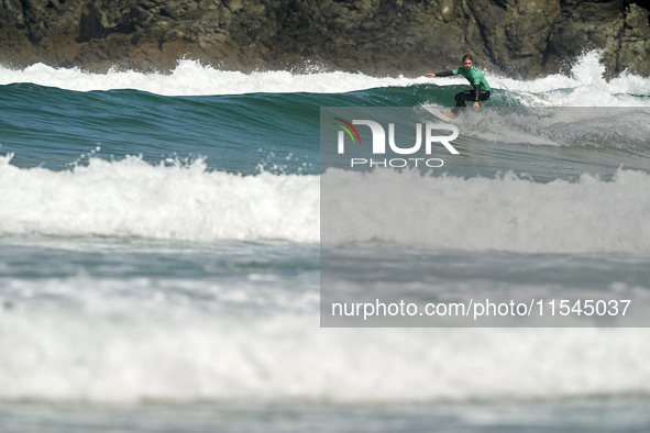 Lenni Jensen of Germany surfs on day 1 of the ABANCA Pantin Classic Galicia Pro 2024 in Pantin Beach, La Coruna, Spain. 