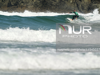 Lenni Jensen of Germany surfs on day 1 of the ABANCA Pantin Classic Galicia Pro 2024 in Pantin Beach, La Coruna, Spain. (