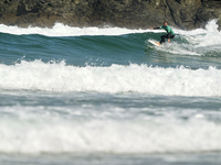 Lenni Jensen of Germany surfs on day 1 of the ABANCA Pantin Classic Galicia Pro 2024 in Pantin Beach, La Coruna, Spain. (