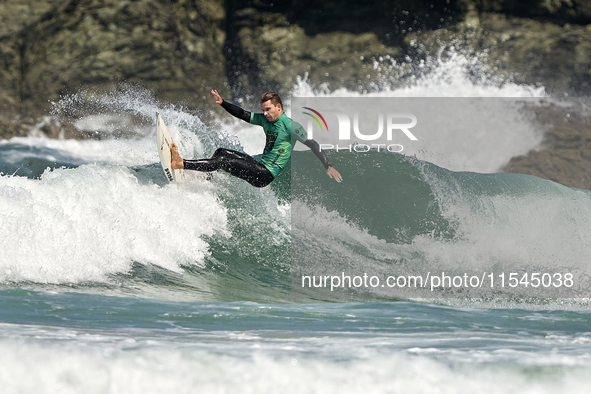 Lenni Jensen of Germany surfs on day 1 of the ABANCA Pantin Classic Galicia Pro 2024 in Pantin Beach, La Coruna, Spain. 