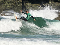 Lenni Jensen of Germany surfs on day 1 of the ABANCA Pantin Classic Galicia Pro 2024 in Pantin Beach, La Coruna, Spain. (