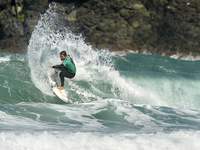 Lenni Jensen of Germany surfs on day 1 of the ABANCA Pantin Classic Galicia Pro 2024 in Pantin Beach, La Coruna, Spain. (