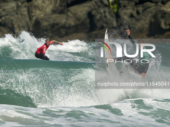 Lenni Jensen of Germany surfs on day 1 of the ABANCA Pantin Classic Galicia Pro 2024 in Pantin Beach, La Coruna, Spain. (