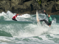 Lenni Jensen of Germany surfs on day 1 of the ABANCA Pantin Classic Galicia Pro 2024 in Pantin Beach, La Coruna, Spain. (