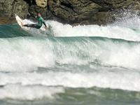 Lenni Jensen of Germany surfs on day 1 of the ABANCA Pantin Classic Galicia Pro 2024 in Pantin Beach, La Coruna, Spain. (