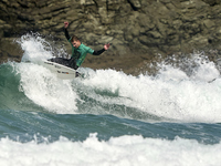 Lenni Jensen of Germany surfs on day 1 of the ABANCA Pantin Classic Galicia Pro 2024 in Pantin Beach, La Coruna, Spain. (