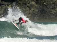 Elliot Barton of the United Kingdom surfs on day 1 of the ABANCA Pantin Classic Galicia Pro 2024 in Pantin Beach, La Coruna, Spain. (