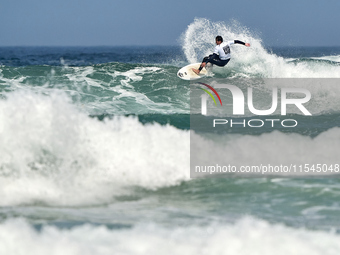 Tommaso Noah Pavoni of Italy surfs on day 1 of the ABANCA Pantin Classic Galicia Pro 2024 in Pantin Beach, La Coruna, Spain. (