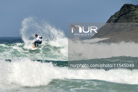 Tommaso Noah Pavoni of Italy surfs on day 1 of the ABANCA Pantin Classic Galicia Pro 2024 in Pantin Beach, La Coruna, Spain. 