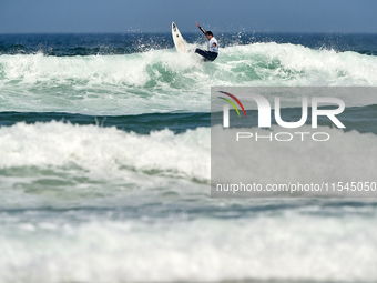 Tommaso Noah Pavoni of Italy surfs on day 1 of the ABANCA Pantin Classic Galicia Pro 2024 in Pantin Beach, La Coruna, Spain. (