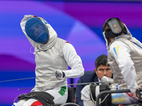 Beatrice Maria ''Bebe'' Vio Grandis of Italy competes against Nadiia Doloh of Ukraine during the Women's Foil Category B Quarterfinal at Gra...