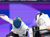 Beatrice Maria ''Bebe'' Vio Grandis of Italy competes against Nadiia Doloh of Ukraine during the Women's Foil Category B Quarterfinal at Gra...