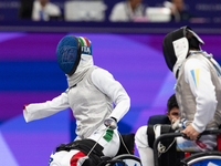 Beatrice Maria ''Bebe'' Vio Grandis of Italy competes against Nadiia Doloh of Ukraine during the Women's Foil Category B Quarterfinal at Gra...