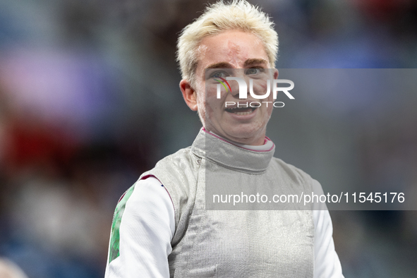 Beatrice Maria ''Bebe'' Vio Grandis of Italy competes against Nadiia Doloh of Ukraine during the Women's Foil Category B Quarterfinal at Gra...