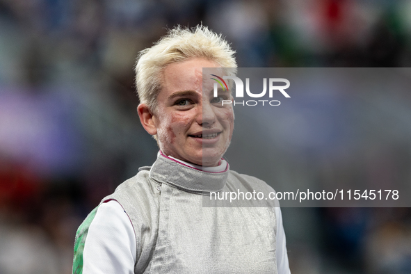 Beatrice Maria ''Bebe'' Vio Grandis of Italy competes against Nadiia Doloh of Ukraine during the Women's Foil Category B Quarterfinal at Gra...