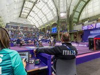 Beatrice Maria ''Bebe'' Vio Grandis of Italy competes against Nadiia Doloh of Ukraine during the Women's Foil Category B Quarterfinal at Gra...