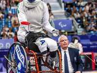 Beatrice Maria ''Bebe'' Vio Grandis of Italy competes against Nadiia Doloh of Ukraine during the Women's Foil Category B Quarterfinal at Gra...