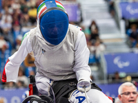 Beatrice Maria ''Bebe'' Vio Grandis of Italy competes against Nadiia Doloh of Ukraine during the Women's Foil Category B Quarterfinal at Gra...