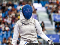 Beatrice Maria ''Bebe'' Vio Grandis of Italy competes against Nadiia Doloh of Ukraine during the Women's Foil Category B Quarterfinal at Gra...