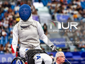 Beatrice Maria ''Bebe'' Vio Grandis of Italy competes against Nadiia Doloh of Ukraine during the Women's Foil Category B Quarterfinal at Gra...