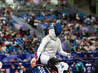 Beatrice Maria ''Bebe'' Vio Grandis of Italy competes against Nadiia Doloh of Ukraine during the Women's Foil Category B Quarterfinal at Gra...