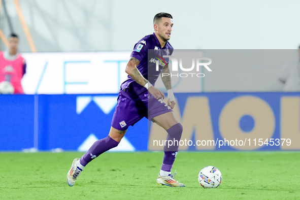 Cristiano Biraghi of ACF Fiorentina during the Serie A Enilive match between ACF Fiorentina and AC Monza at Stadio Artemio Franchi on Septem...