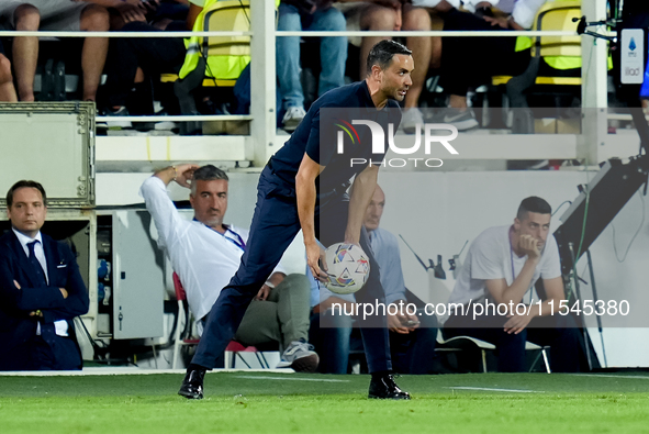 Raffaele Palladino head coach of ACF Fiorentina during the Serie A Enilive match between ACF Fiorentina and AC Monza at Stadio Artemio Franc...