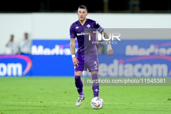 Cristiano Biraghi of ACF Fiorentina during the Serie A Enilive match between ACF Fiorentina and AC Monza at Stadio Artemio Franchi on Septem...