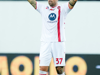 Andrea Petagna of AC Monza gestures during the Serie A Enilive match between ACF Fiorentina and AC Monza at Stadio Artemio Franchi on Septem...