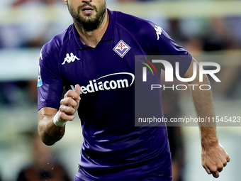 Luca Ranieri of ACF Fiorentina looks on during the Serie A Enilive match between ACF Fiorentina and AC Monza at Stadio Artemio Franchi on Se...