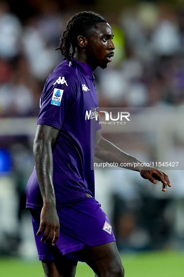 Moise Kean of ACF Fiorentina looks on during the Serie A Enilive match between ACF Fiorentina and AC Monza at Stadio Artemio Franchi on Sept...