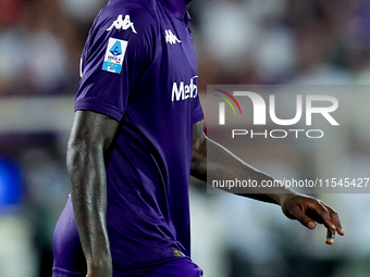 Moise Kean of ACF Fiorentina looks on during the Serie A Enilive match between ACF Fiorentina and AC Monza at Stadio Artemio Franchi on Sept...