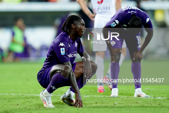 Moise Kean of ACF Fiorentina looks dejected during the Serie A Enilive match between ACF Fiorentina and AC Monza at Stadio Artemio Franchi o...