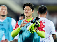 Semuel Pizzignacco of AC Monza gestures during the Serie A Enilive match between ACF Fiorentina and AC Monza at Stadio Artemio Franchi on Se...