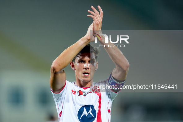 Matteo Pessina of AC Monza gestures during the Serie A Enilive match between ACF Fiorentina and AC Monza at Stadio Artemio Franchi on Septem...