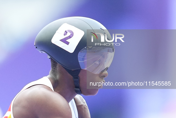 Lea Bayekula of Belgium in action in Women's 100m - T54 Final during the Paris 2024 Paralympic Games at Stade de France on September 4, 2024...