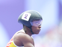 Lea Bayekula of Belgium in action in Women's 100m - T54 Final during the Paris 2024 Paralympic Games at Stade de France on September 4, 2024...