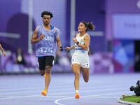 Simran of India in action in Women's 100m - T12 Round 1 during the Paris 2024 Paralympic Games at Stade de France on September 4, 2024. (