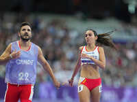 Nagore Folgado Garcia of Spain in action in Women's 100m - T12 Round 1 during the Paris 2024 Paralympic Games at Stade de France on Septembe...