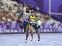 Viviane Ferreira Soares of Brazil in action in Women's 100m - T12 Round 1 during the Paris 2024 Paralympic Games at Stade de France on Septe...