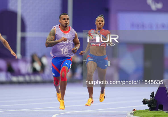 Omara Durand Elias of Cuba in action in Women's 100m - T12 Round 1 during the Paris 2024 Paralympic Games at Stade de France on September 4,...